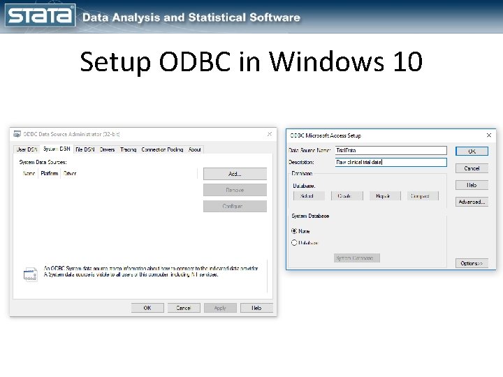 Setup ODBC in Windows 10 