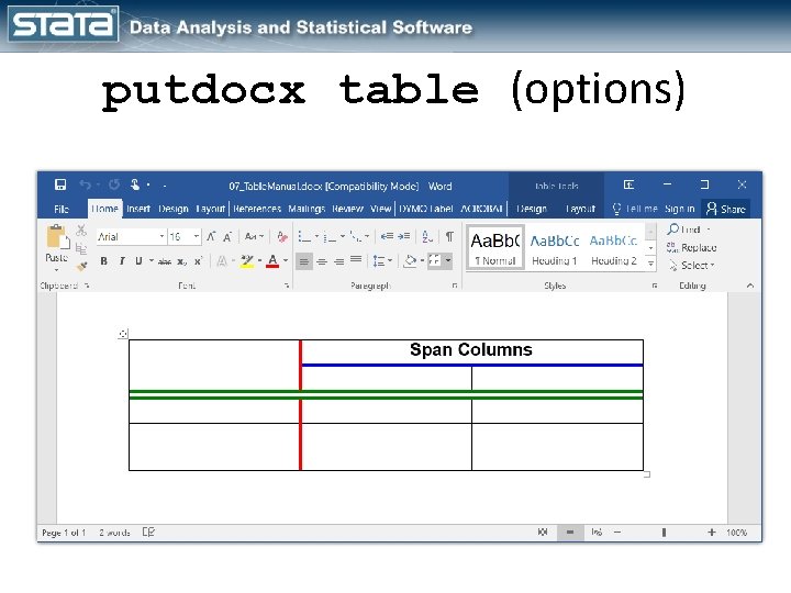 putdocx table (options) 