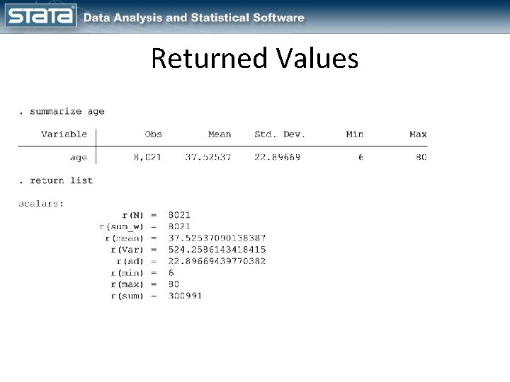 Returned Values 