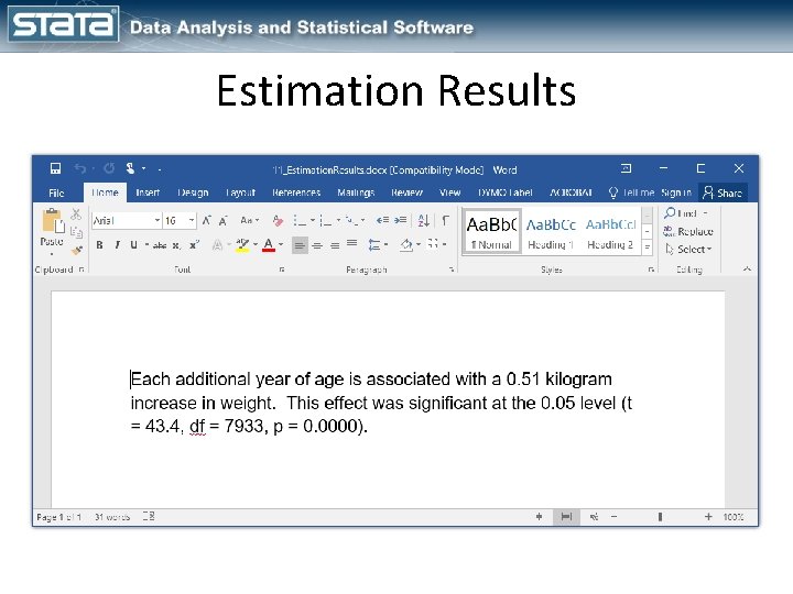 Estimation Results 