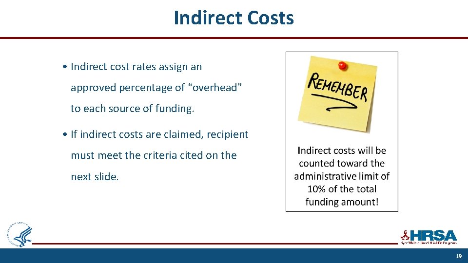 Indirect Costs • Indirect cost rates assign an approved percentage of “overhead” to each