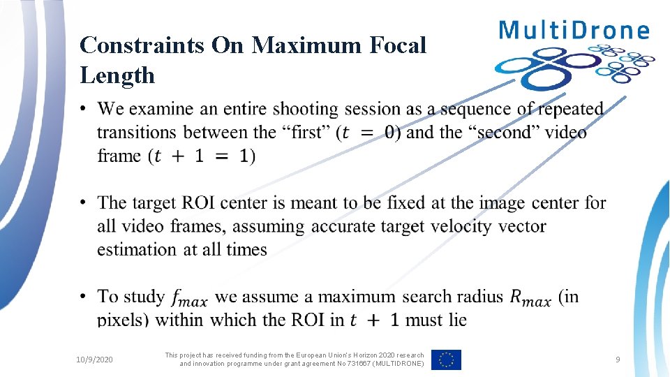 Constraints On Maximum Focal Length • 10/9/2020 This project has received funding from the