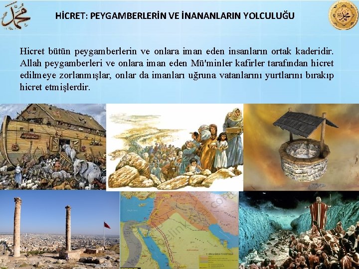 HİCRET: PEYGAMBERLERİN VE İNANANLARIN YOLCULUĞU Hicret bütün peygamberlerin ve onlara iman eden insanların ortak