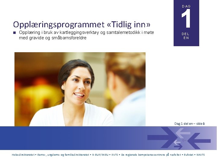 1 DAG Opplæringsprogrammet «Tidlig inn» ■ Opplæring i bruk av kartleggingsverktøy og samtalemetodikk i