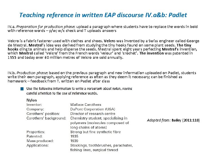 Teaching reference in written EAP discourse IV. a&b: Padlet IV. a. Preparation for production