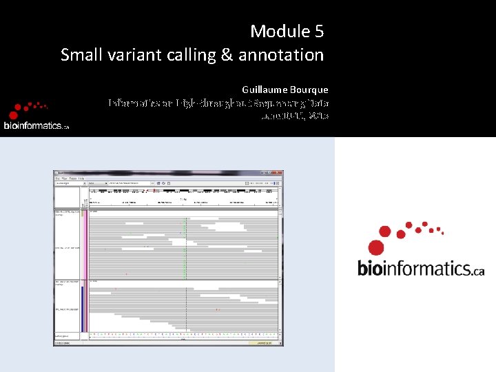 Module 5 Small variant calling & annotation Guillaume Bourque Informatics on High-throughput Sequencing Data