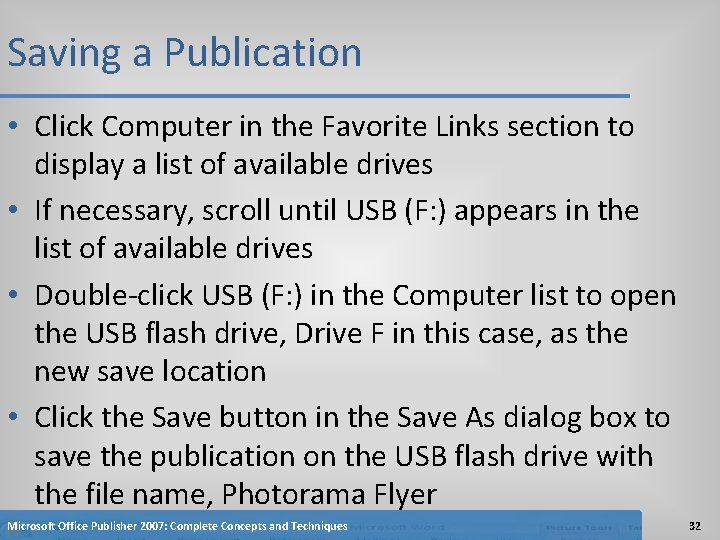 Saving a Publication • Click Computer in the Favorite Links section to display a