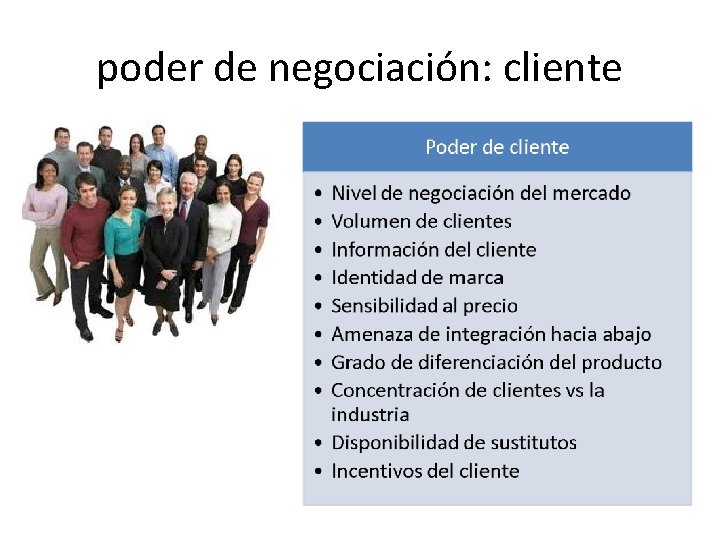 poder de negociación: cliente 