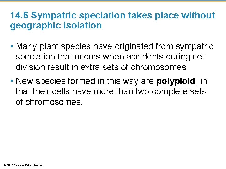 14. 6 Sympatric speciation takes place without geographic isolation • Many plant species have