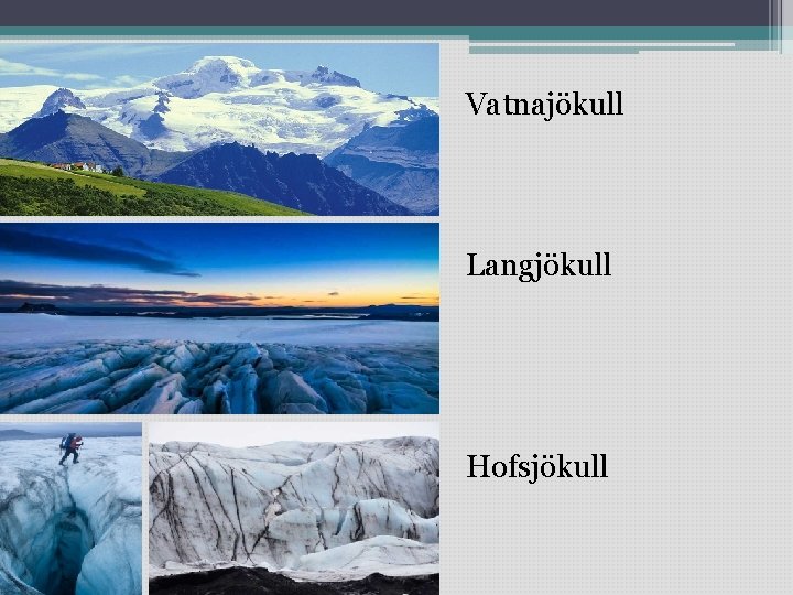  • Vatnajökull • Langjökull • Hofsjökull 