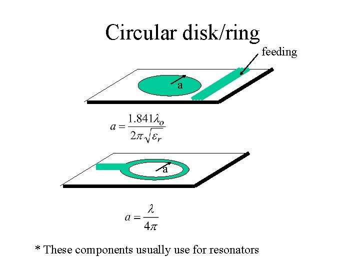 Circular disk/ring feeding a a * These components usually use for resonators 