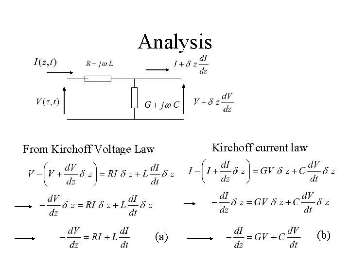 Analysis Kirchoff current law From Kirchoff Voltage Law (a) (b) 