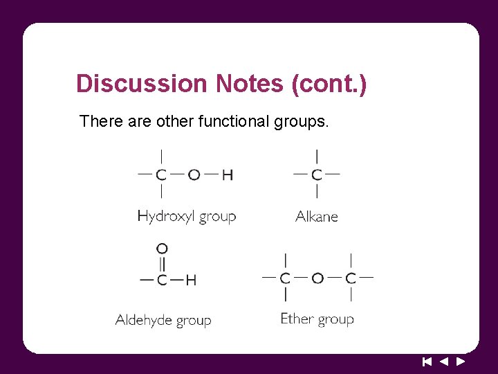 Discussion Notes (cont. ) There are other functional groups. 