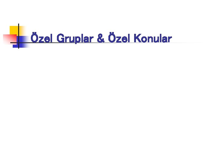 Özel Gruplar & Özel Konular 