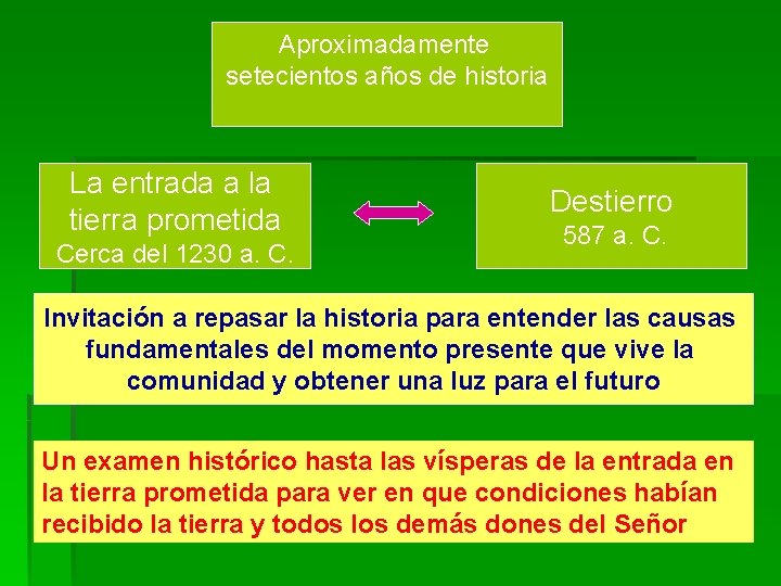 Aproximadamente setecientos años de historia La entrada a la tierra prometida Cerca del 1230