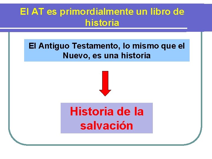 El AT es primordialmente un libro de historia El Antiguo Testamento, lo mismo que