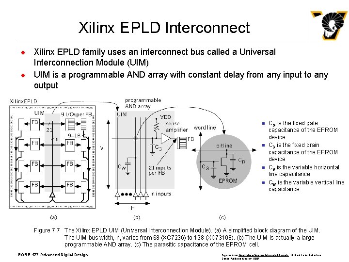 Xilinx EPLD Interconnect l l Xilinx EPLD family uses an interconnect bus called a