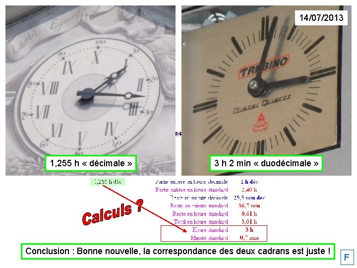 14/07/2013 1, 255 h « décimale » 3 h 2 min « duodécimale »