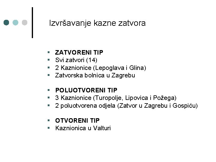 Izvršavanje kazne zatvora § § ZATVORENI TIP Svi zatvori (14) 2 Kaznionice (Lepoglava i