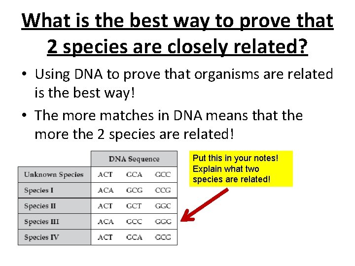 What is the best way to prove that 2 species are closely related? •