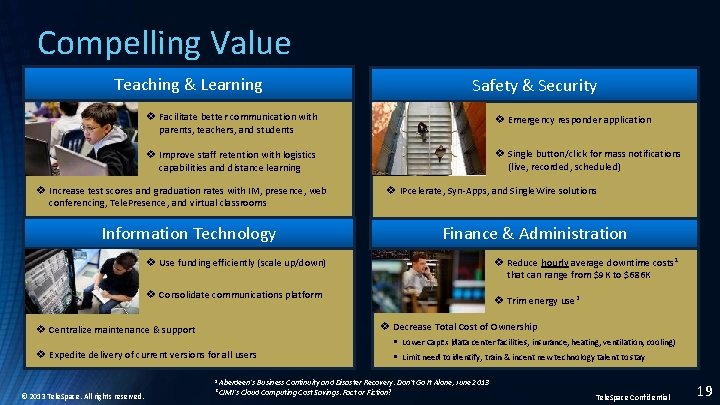 Compelling Value Teaching & Learning Safety & Security v Facilitate better communication with parents,