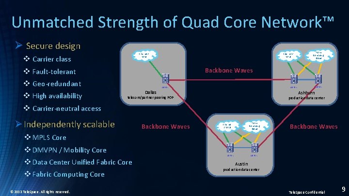 Unmatched Strength of Quad Core Network™ Ø Secure design Internet / MPLS v Carrier