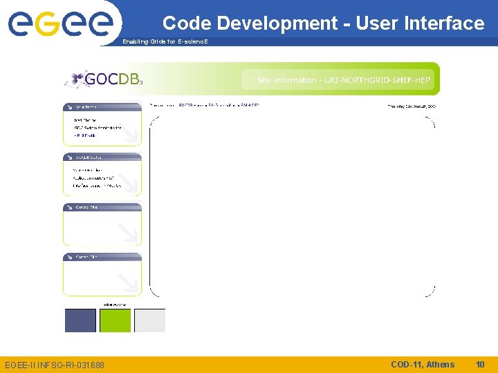 Code Development - User Interface Enabling Grids for E-scienc. E Initial site design EGEE-II