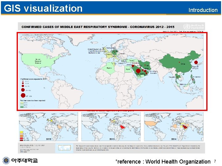 GIS visualization Introduction *reference : World Health Organization 7 