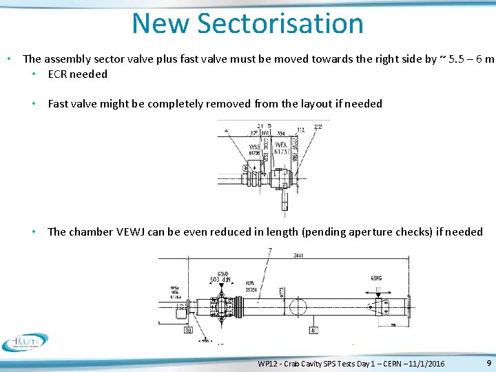 New Sectorisation • The assembly sector valve plus fast valve must be moved towards