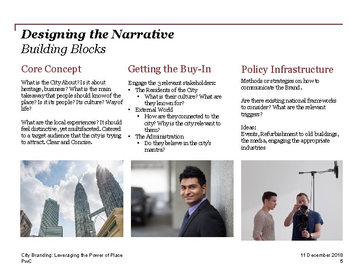 Designing the Narrative Building Blocks Core Concept Getting the Buy-In Policy Infrastructure What is