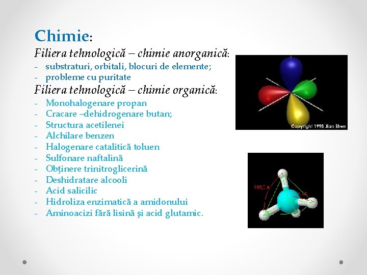 Chimie: Filiera tehnologică – chimie anorganică: - substraturi, orbitali, blocuri de elemente; - probleme
