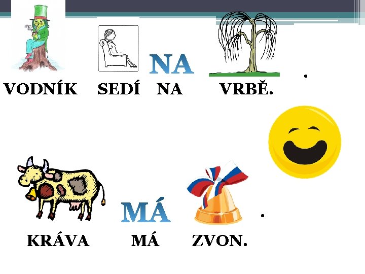 VODNÍK SEDÍ NA VRBĚ. . KRÁVA MÁ ZVON. . 