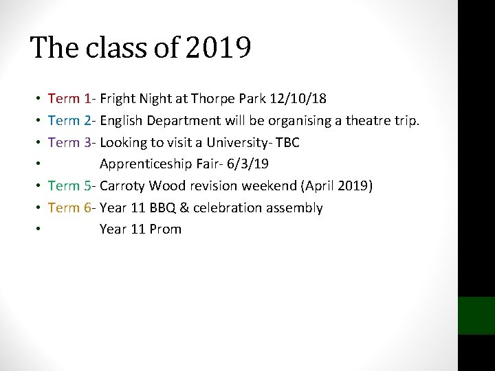 The class of 2019 • • Term 1 - Fright Night at Thorpe Park