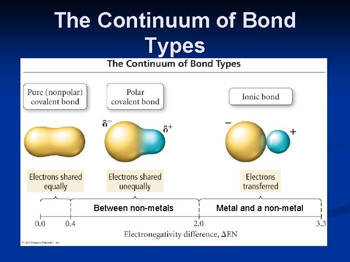 The Continuum of Bond Types Between non-metals Metal and a non-metal 