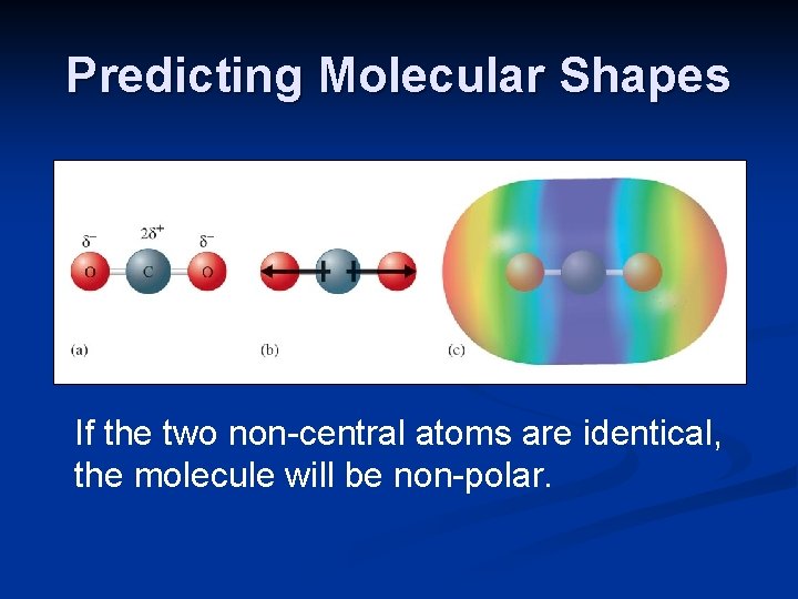 Predicting Molecular Shapes If the two non-central atoms are identical, the molecule will be