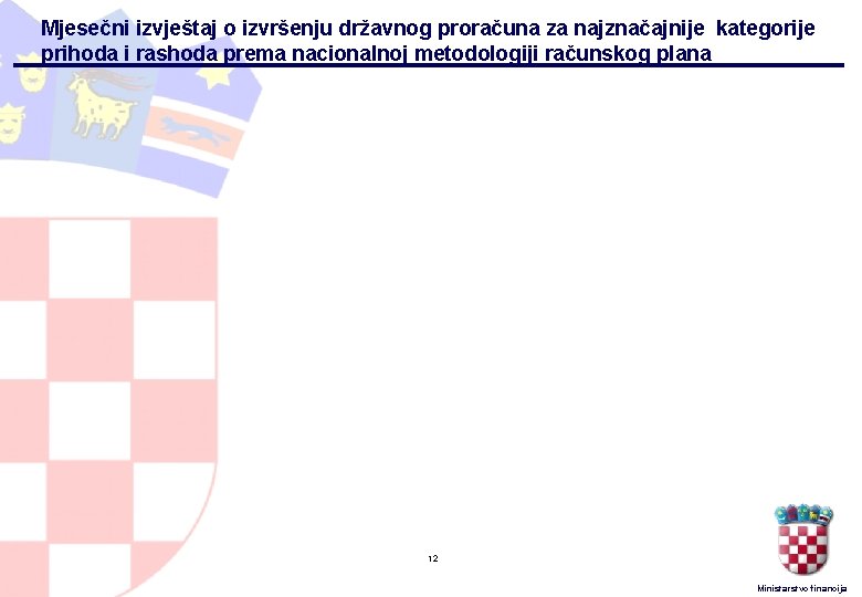 Mjesečni izvještaj o izvršenju državnog proračuna za najznačajnije kategorije prihoda i rashoda prema nacionalnoj