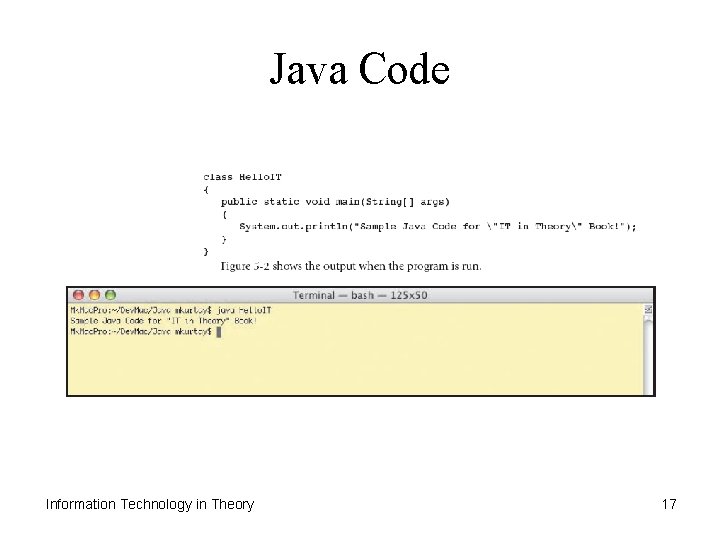Java Code Information Technology in Theory 17 