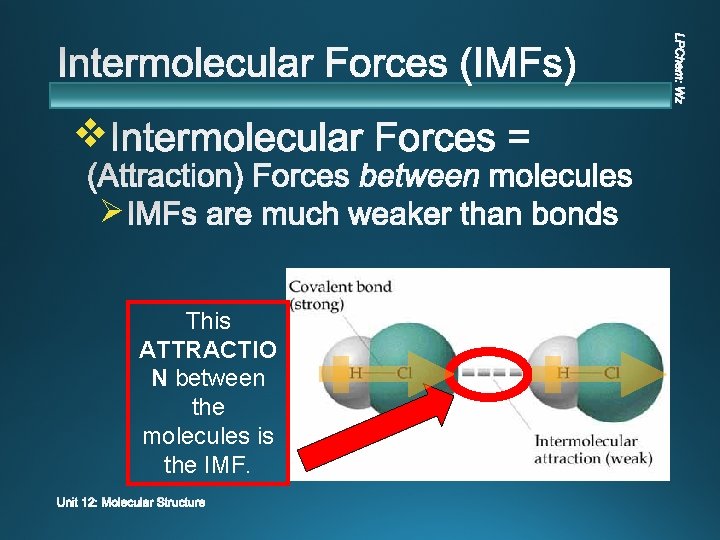 v Ø This ATTRACTIO N between the molecules is the IMF. 