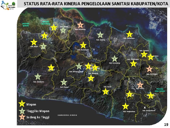 STATUS RATA-RATA KINERJA PENGELOLAAN SANITASI KABUPATEN/KOTA 1 3 2 1 1 1 2 2