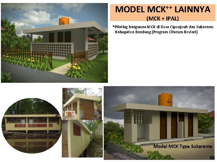 Model MCK Type Cipeujeuh MODEL MCK++ LAINNYA (MCK + IPAL) *Piloting bangunan MCK di