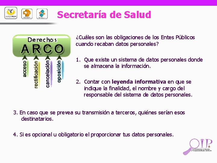 Secretaría de Salud ¿Cuáles son las obligaciones de los Entes Públicos cuando recaban datos