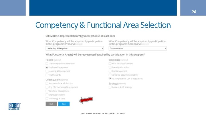 26 Competency & Functional Area Selection 2015 SHRM VOLUNTEER LEADERS’ SUMMIT 
