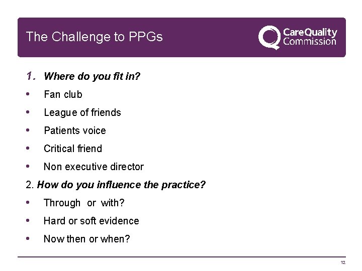 The Challenge to PPGs 1. • • • Where do you fit in? Fan