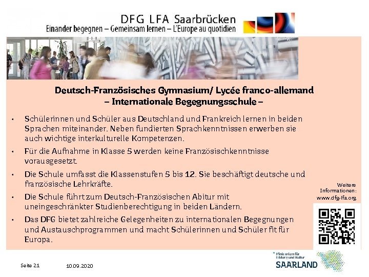 Deutsch-Französisches Gymnasium/ Lycée franco-allemand – Internationale Begegnungsschule – • Schülerinnen und Schüler aus Deutschland
