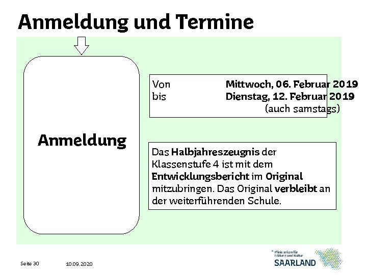 Anmeldung und Termine Von bis Anmeldung Seite 30 10. 09. 2020 Mittwoch, 06. Februar