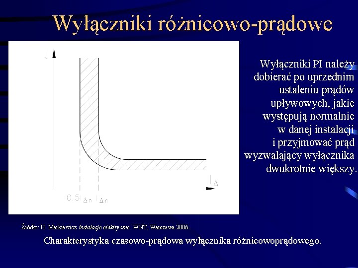 Wyłączniki różnicowo-prądowe Wyłączniki PI należy dobierać po uprzednim ustaleniu prądów upływowych, jakie występują normalnie