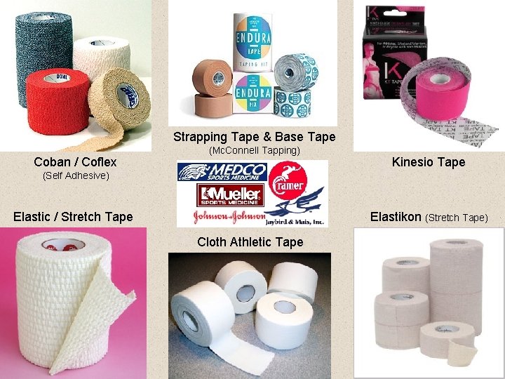 Strapping Tape & Base Tape Coban / Coflex (Mc. Connell Tapping) Kinesio Tape (Self