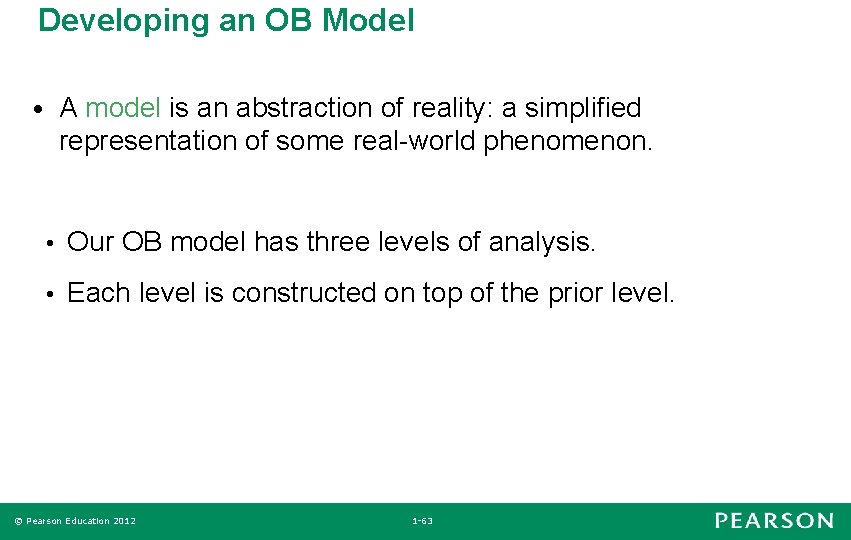 Developing an OB Model A model is an abstraction of reality: a simplified representation