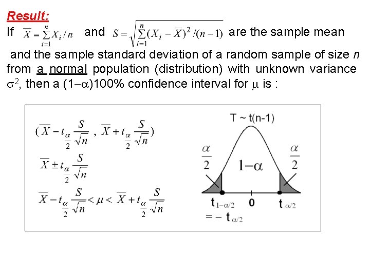 Result: If and are the sample mean and the sample standard deviation of a