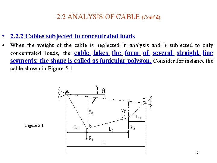 2. 2 ANALYSIS OF CABLE (Cont’d) • 2. 2. 2 Cables subjected to concentrated